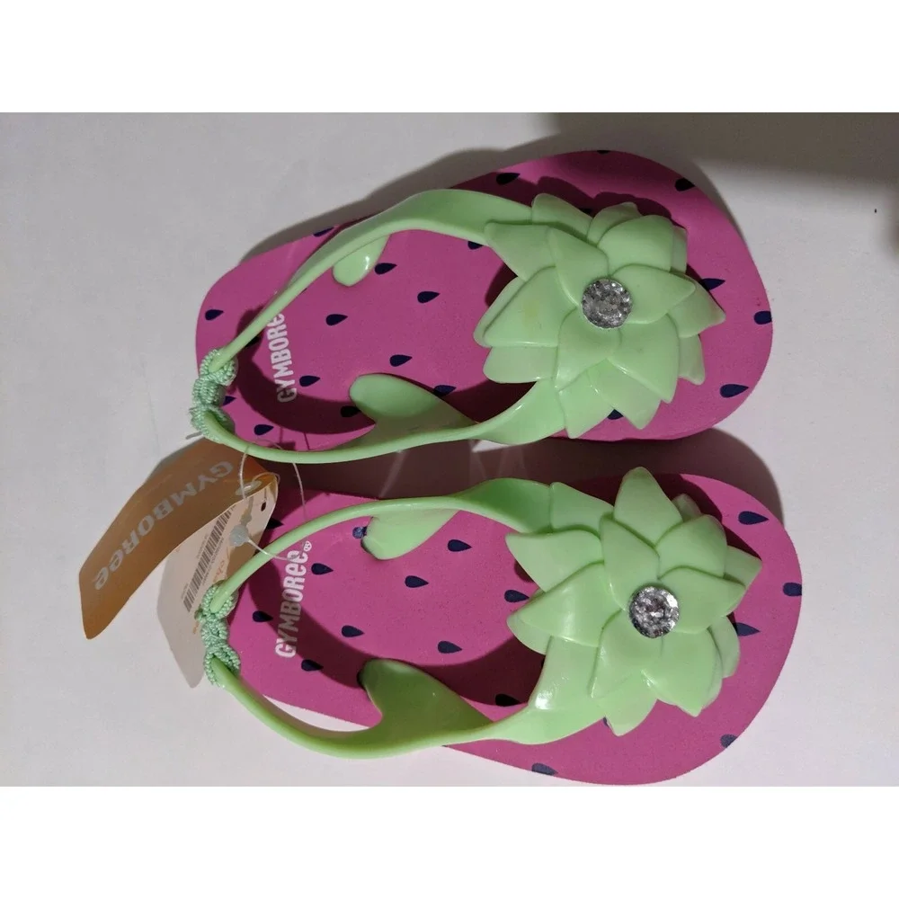 Gymboree Girls Size 5-6 Sandals Pink Green NEW
